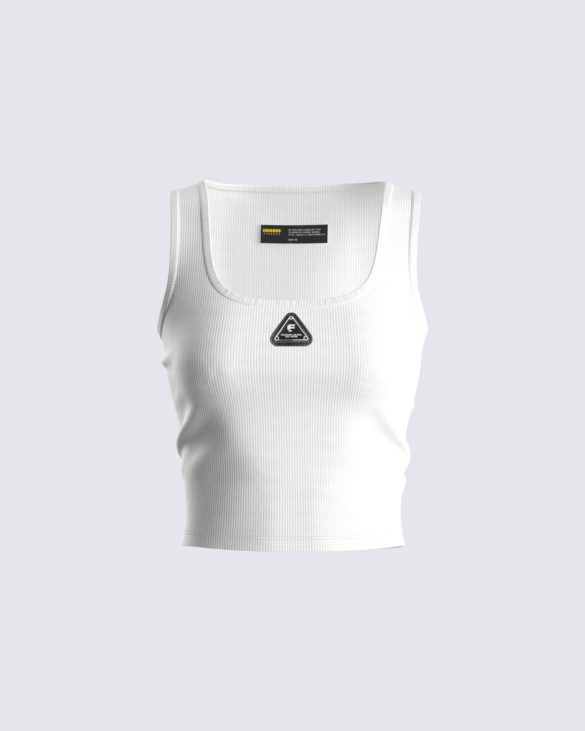 Ezra White Logo Tank Top 3d product front