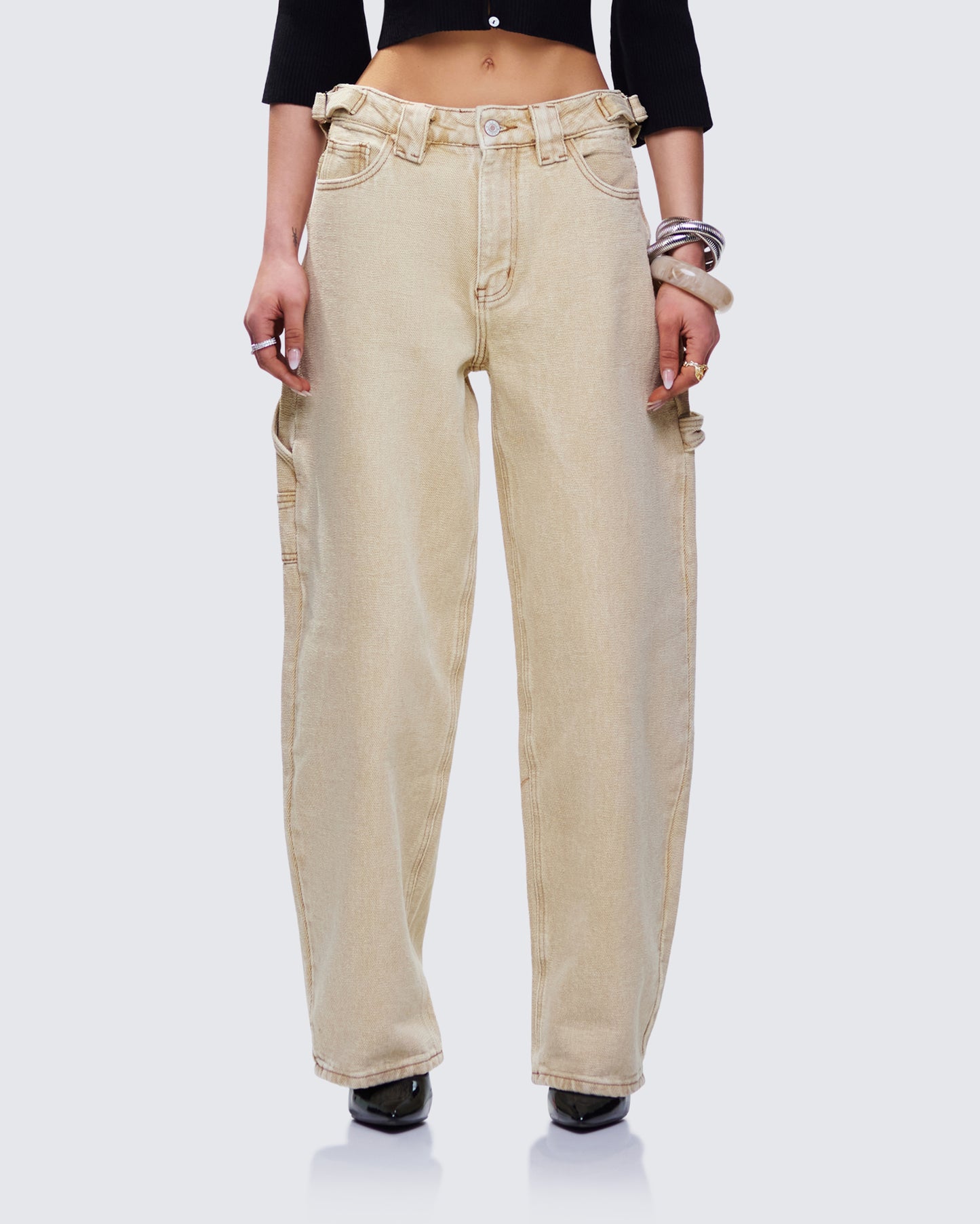 Finola Tan Washed Twill Handy Pant model front