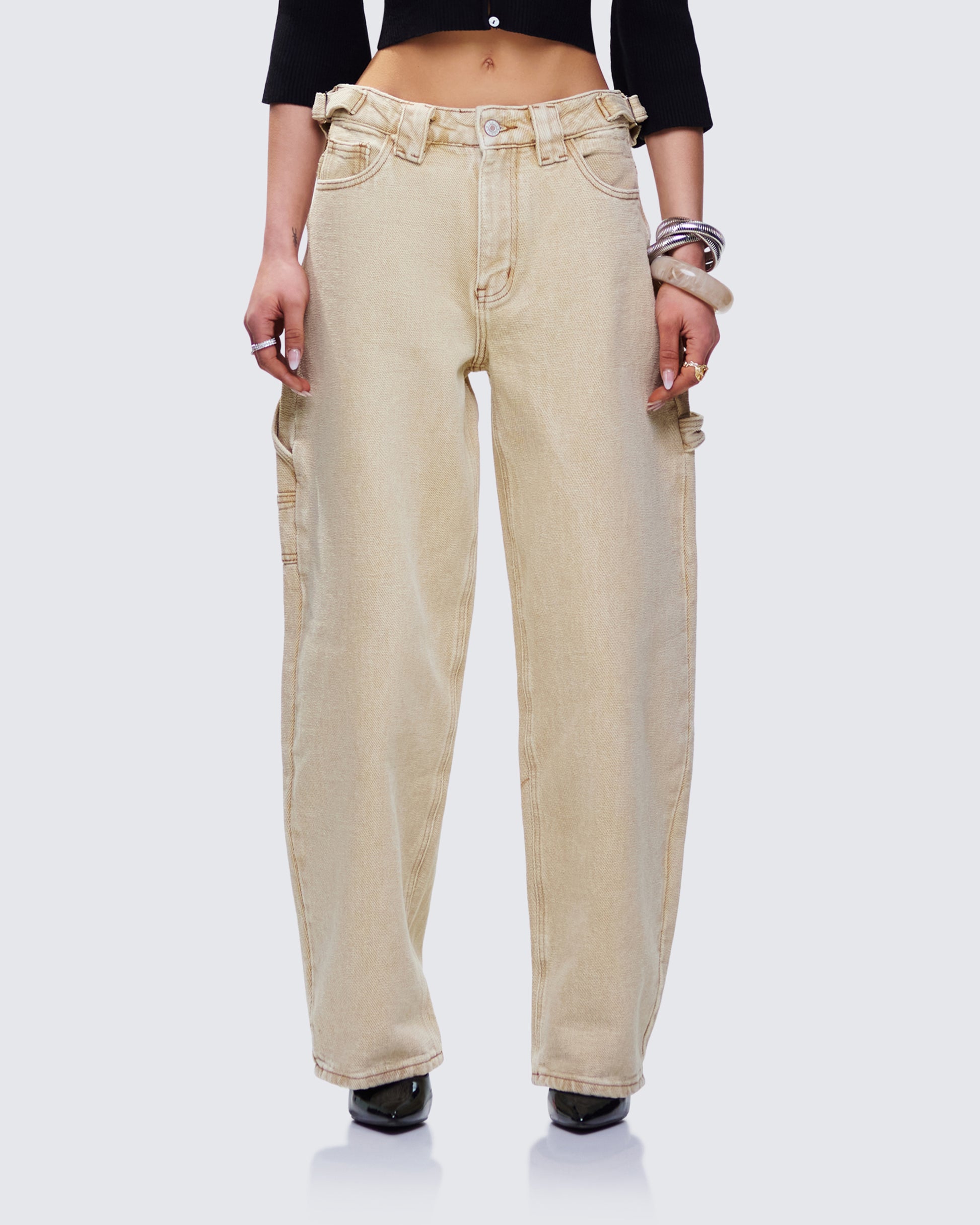 Finola Tan Washed Twill Handy Pant model front