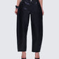 Flavia Black Vegan Leather Barrel Pant model front