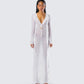 Florence White Mesh Maxi Dress model front