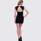 Floriana Black Lace Trim Rib Mini Dress