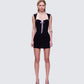 Floriana Black Lace Trim Rib Mini Dress model front