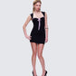 Floriana Black Lace Trim Rib Mini Dress