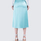 Florie Aqua Satin Midi Skirt