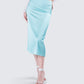 Florie Aqua Satin Midi Skirt