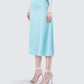 Florie Aqua Satin Midi Skirt