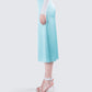 Florie Aqua Satin Midi Skirt