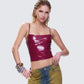 Francine Burgundy Vegan Leather Top