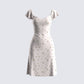 Francisca Beige Flower Print Dress 3d product front