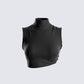 Freya Black Turtleneck Crop Top product front