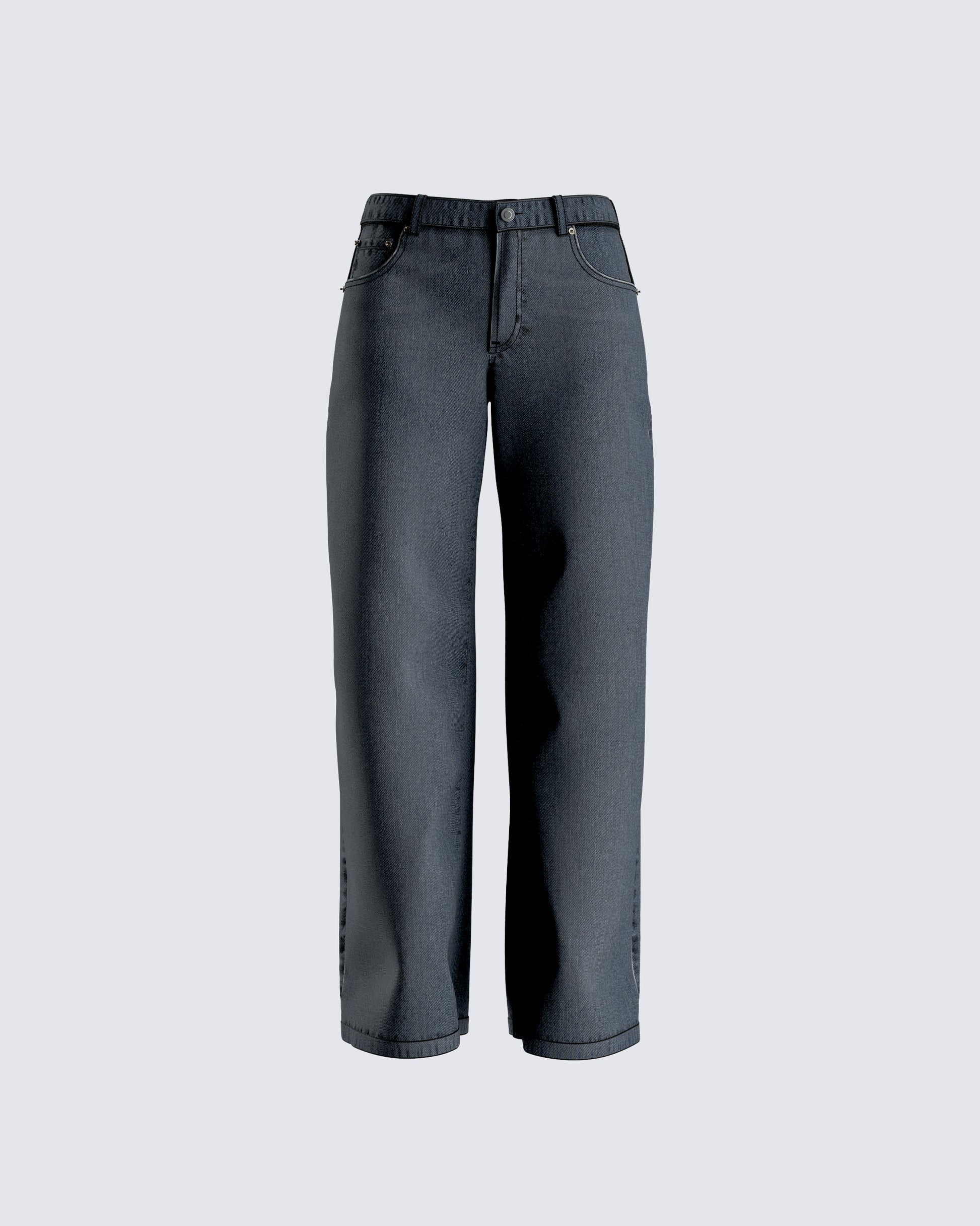 Frieda Grey Denim Wide Leg Jean 3d product front