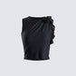 Veeti Black Jersey Crop Top 3d product front