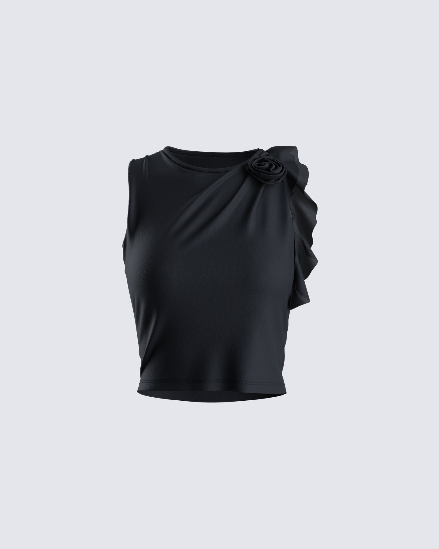 Veeti Black Jersey Crop Top 3d product front