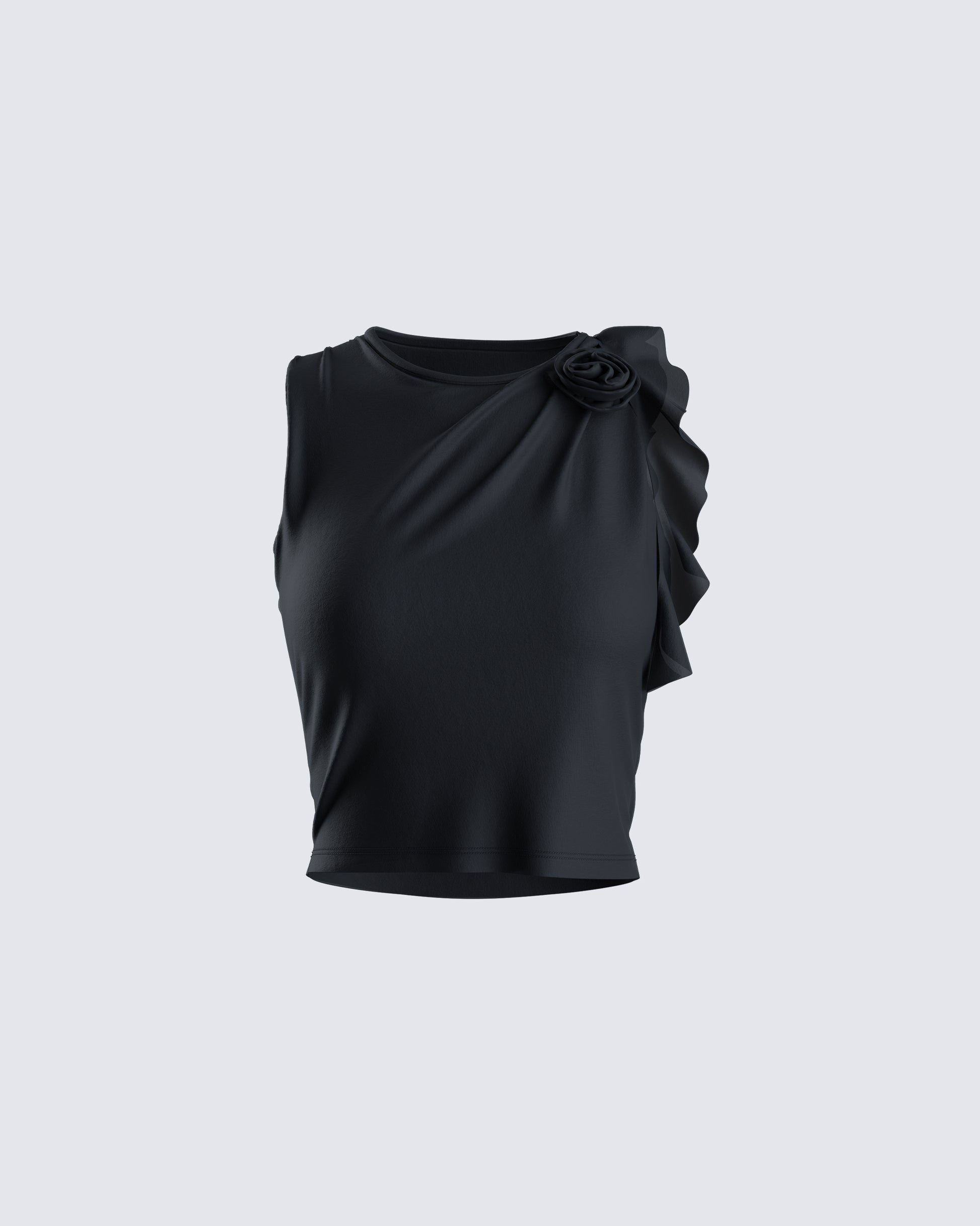 Veeti Black Jersey Crop Top 3d product front