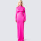 Lola Hot Pink Bodycon Maxi Dress model front