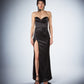 Suri Black Satin Strapless Gown model front