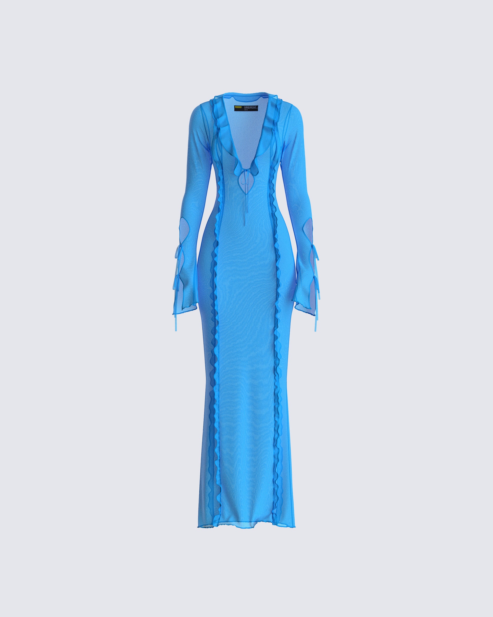 Florence Blue Mesh Maxi Dress product front