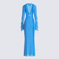 Florence Blue Mesh Maxi Dress