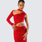 Gabrielle Red Jersey Midi Dress