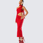 Gabrielle Red Jersey Midi Dress