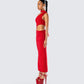 Gabrielle Red Jersey Midi Dress