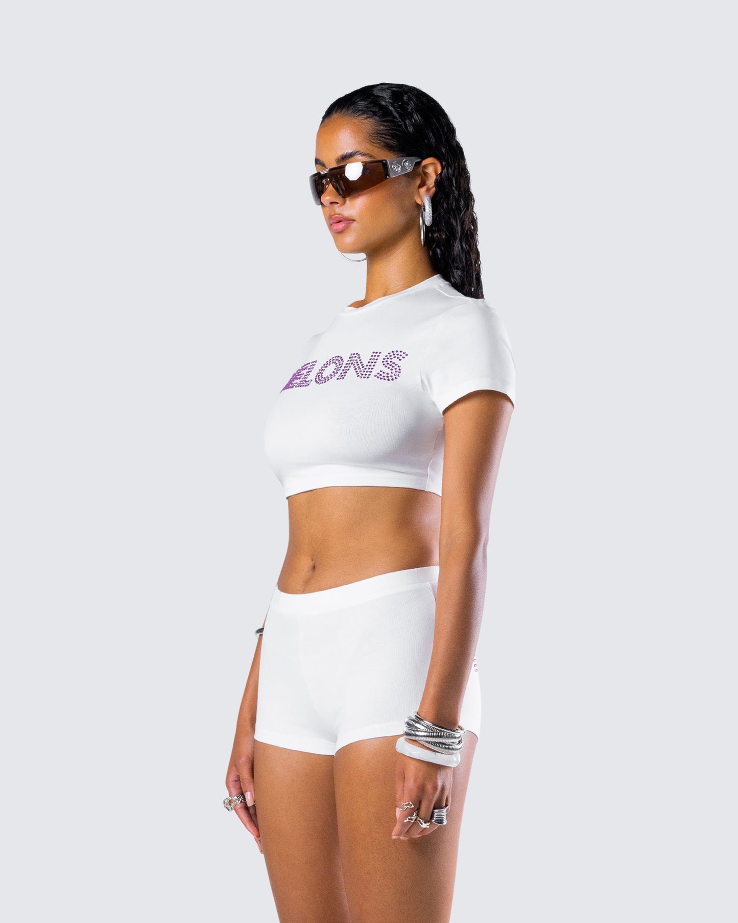 Gaia White Rhinestone Top