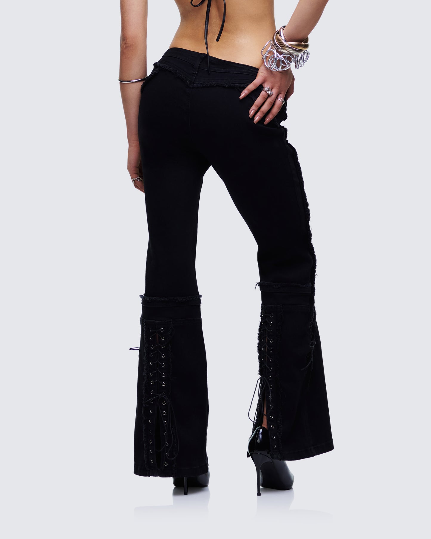 Genoveva Black Denim Lace Up Jeans