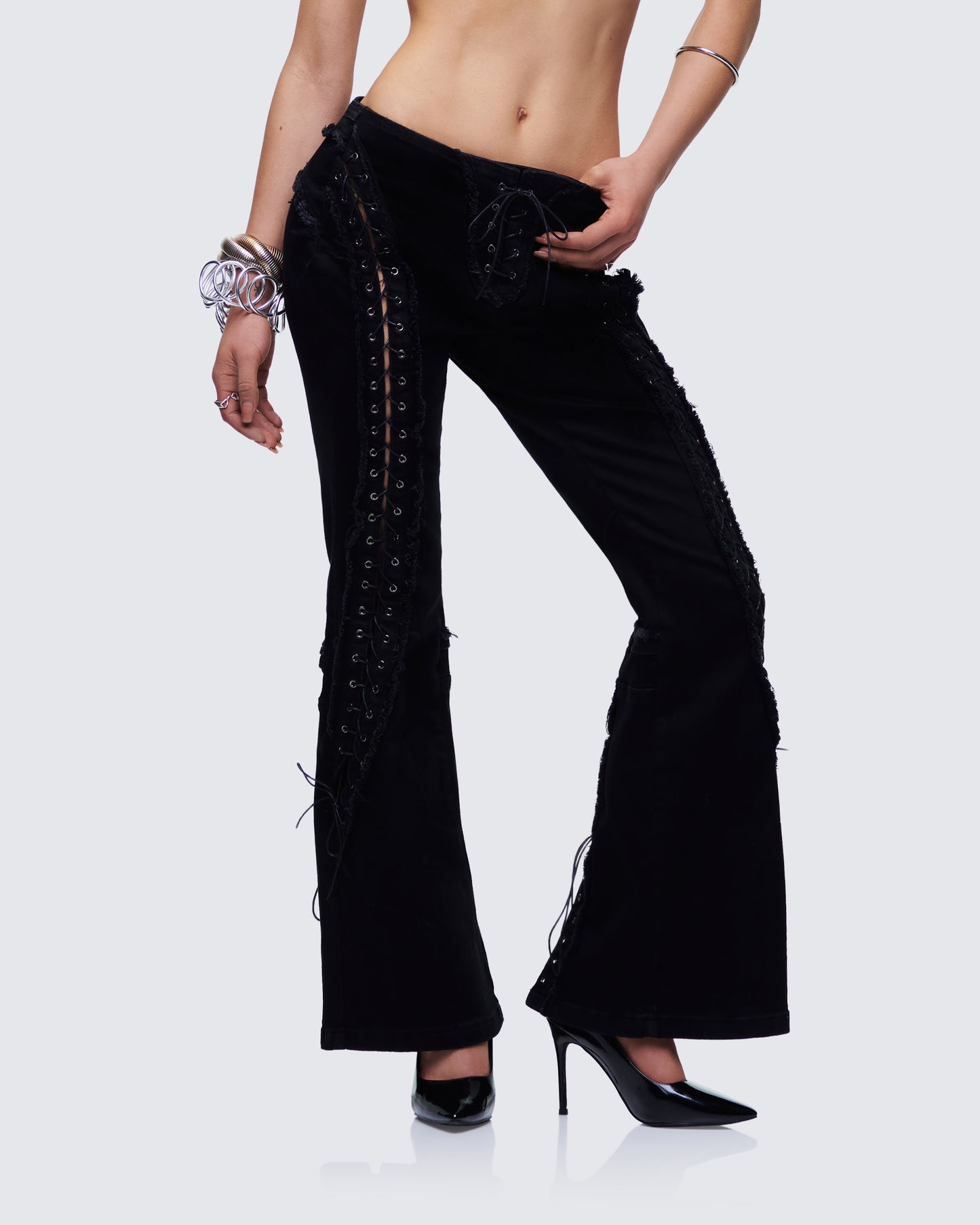 Genoveva Black Denim Lace Up Jeans