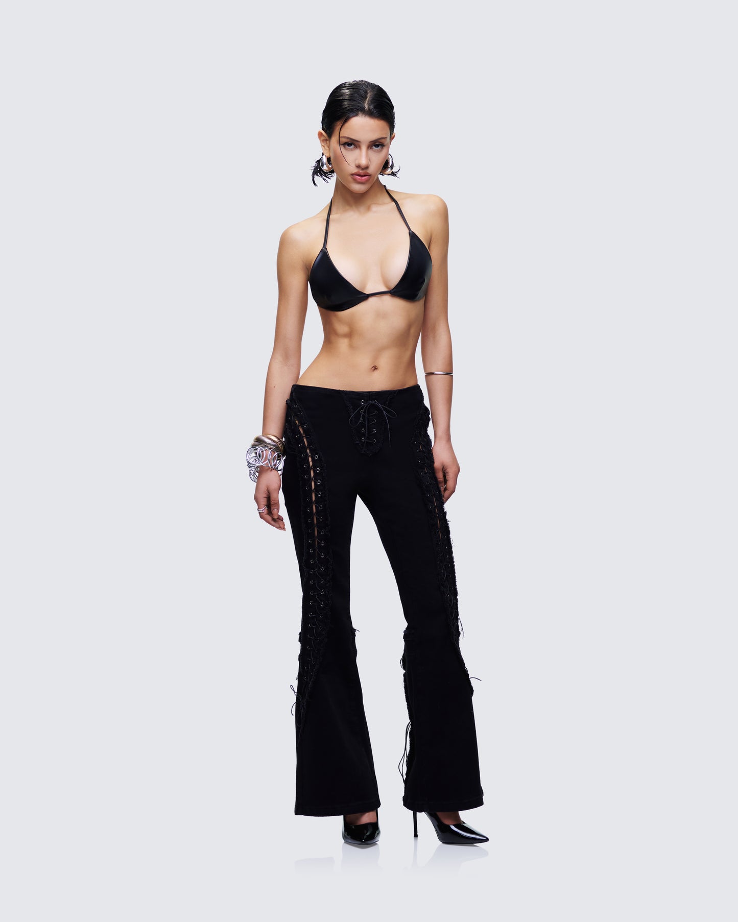 Genoveva Black Denim Lace Up Jeans