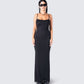 Georgie Black Rib Maxi Dress model front