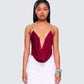 Ginger Burgundy Backless Cowl Top model front