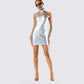 Gisele Silver Metallic Logo Dress