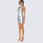 Gisele Silver Metallic Logo Dress