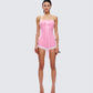 Gita Pink Bow Strapless Romper model front