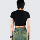 Gwendolyn Black Jersey Graphic Top