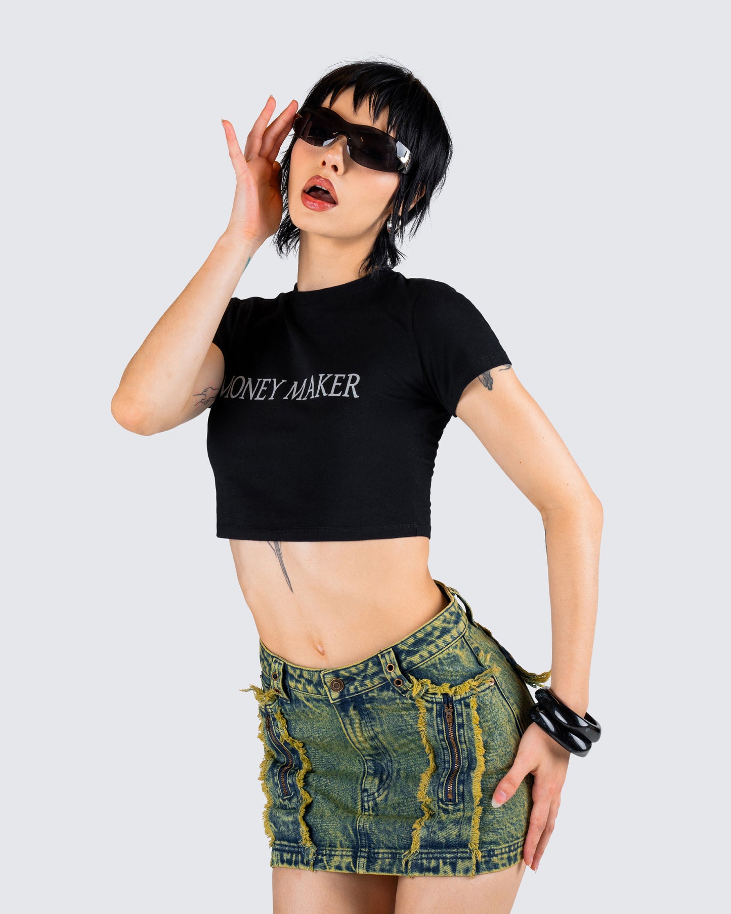 Gwendolyn Black Jersey Graphic Top