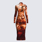 Gwen Renaissance Print Midi Dress 3d product front