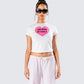 Gwyneth White Jersey Graphic Top model front