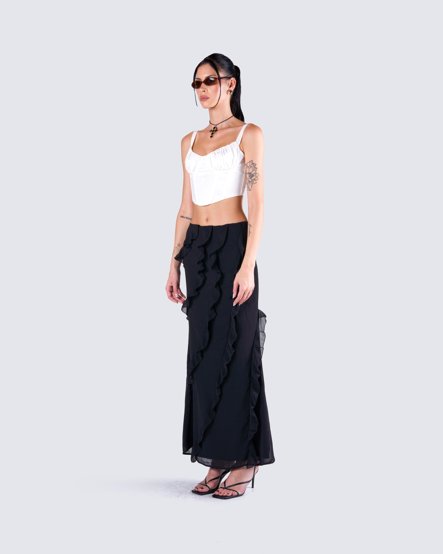 Sissy Black Ruffle Maxi Skirt