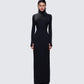 Haize Black Column Maxi Dress model front