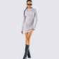 Hala Grey Cowl Neck Sweater Dress