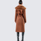 Hala Brown Faux Fur Trim Coat
