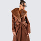 Hala Brown Faux Fur Trim Coat