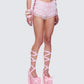 Hali Pink Lace Up Ruffle Micro Mini Short