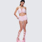 Hali Pink Lace Up Ruffle Micro Mini Short