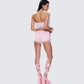 Hali Pink Lace Up Ruffle Set