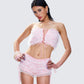 Hali Pink Lace Up Ruffle Set