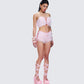 Hali Pink Lace Up Ruffle Set