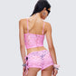 Halsey Pink Lace Tie Front Top